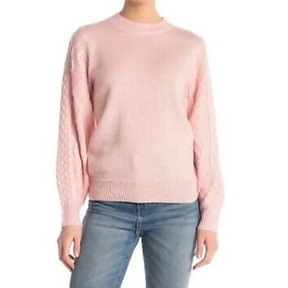 Rebecca Minkoff Designer Sweater Pink Penny Cable Knit Long Sleeve Women’s Sz S - Picture 1 of 12